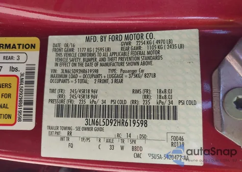 2017 Lincoln Mkz Select from USA, damaged, VIN 3LN6L5D92HR619598